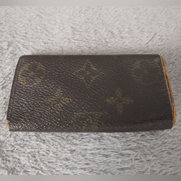 LV Louis Vuitton Brown Pebble Leather Signature Print Key Holder Wallet need TLC - Picture 2 of 9
